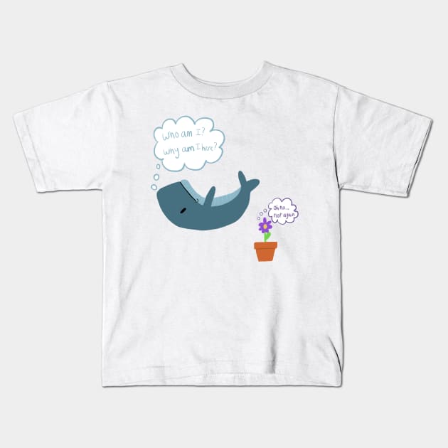 Falling Whale and Petunias Kids T-Shirt by allysci